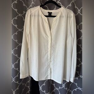 Ann Taylor Cream Blouse with Subtle Embellishments